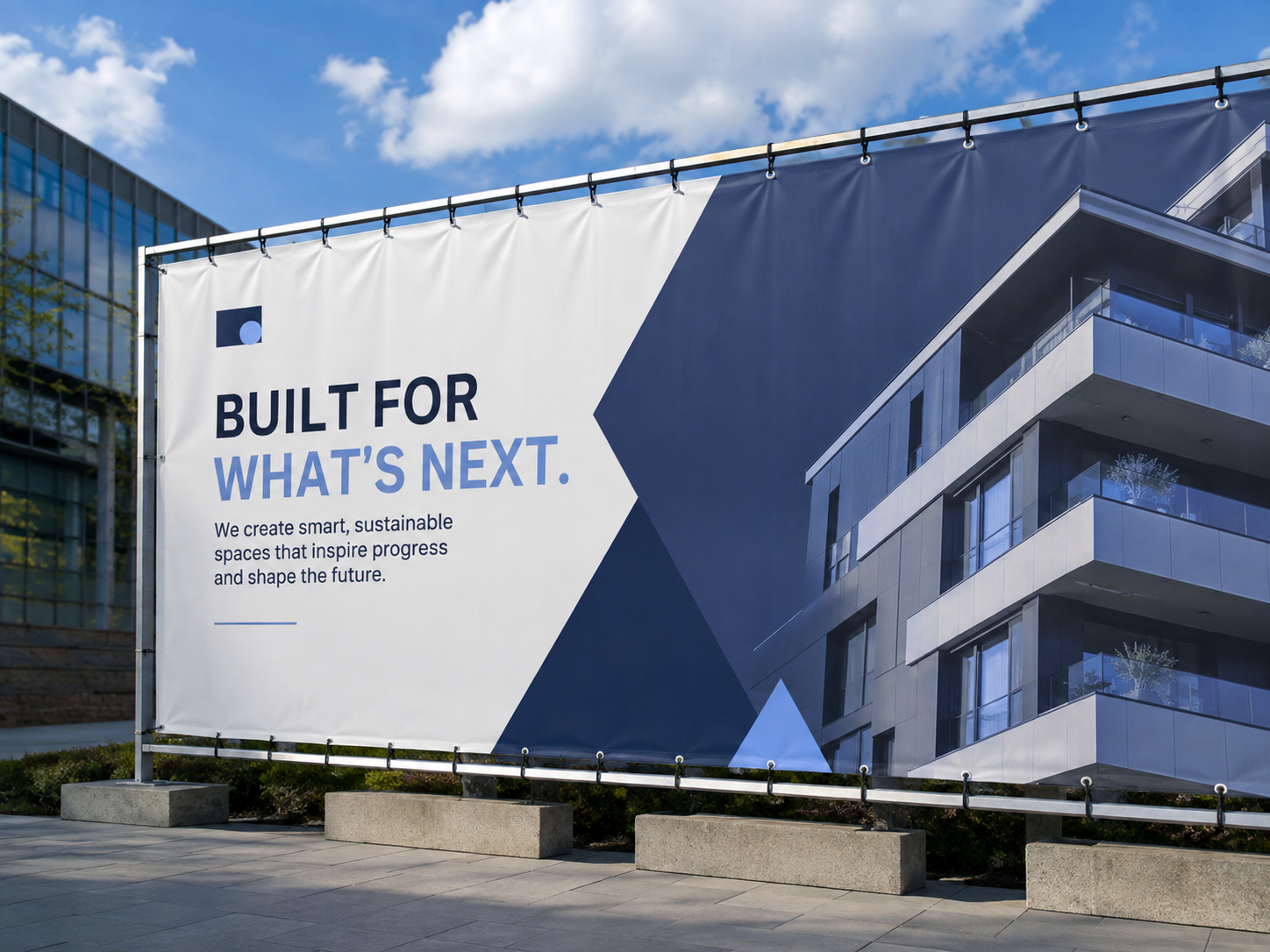 Großformatiger Werbebanner im Außenbereich