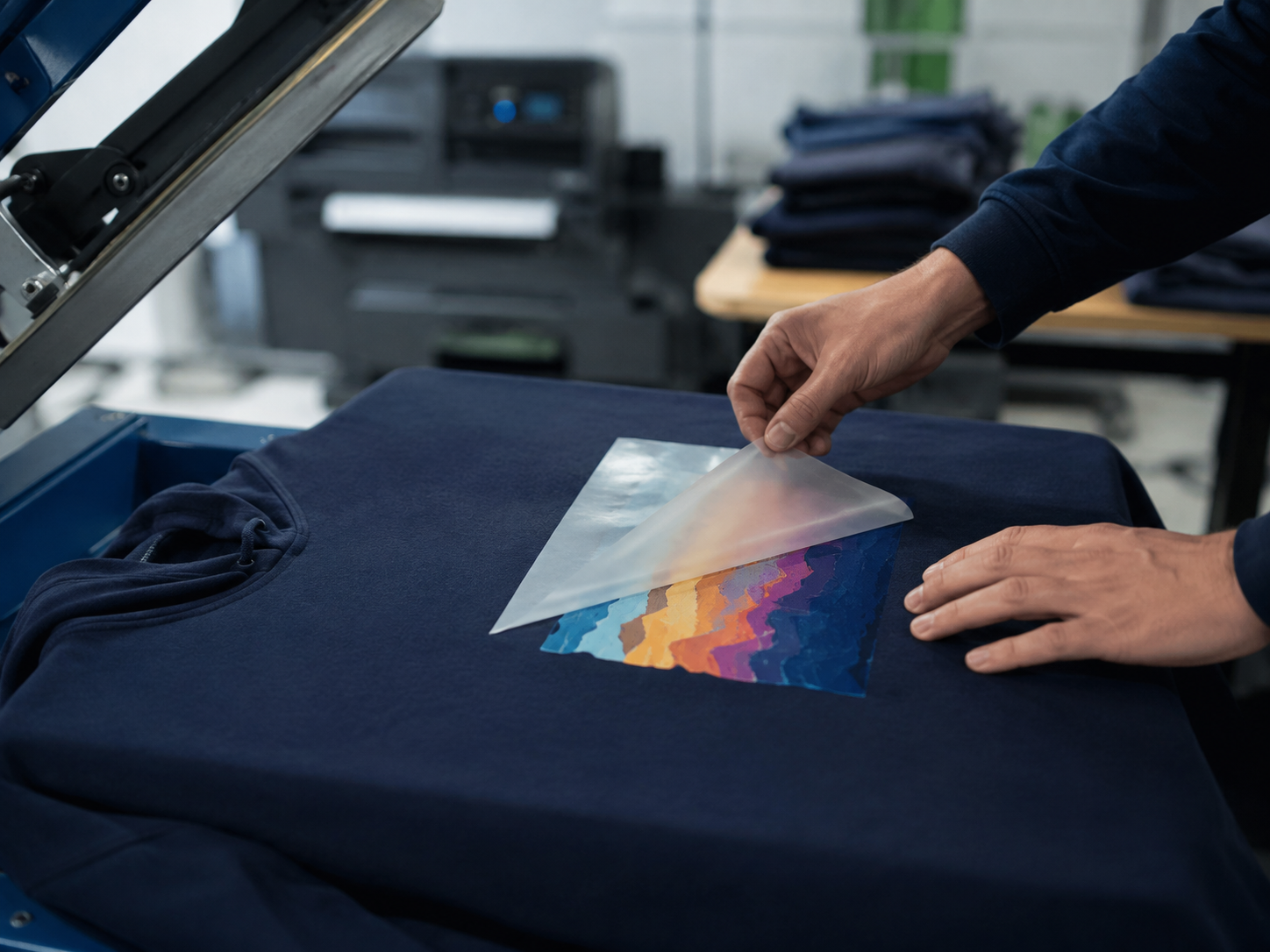 DTF-Transfer auf einem Hoodie in der Textilveredelung