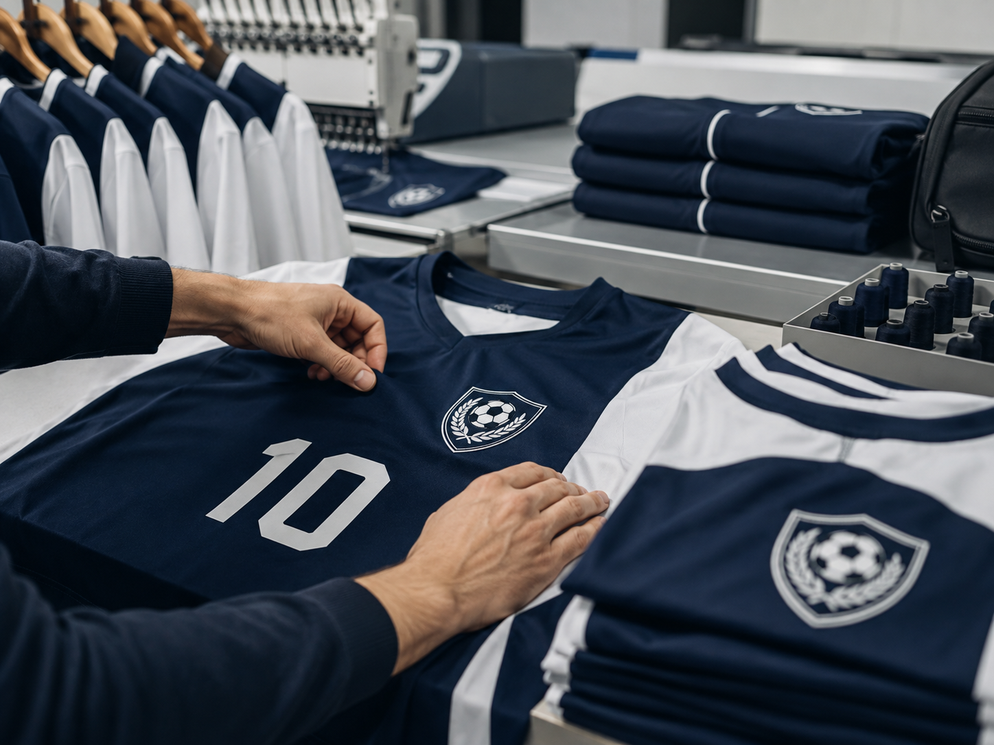 Veredeltes Trikot mit Wappen und Nummer für Vereinsausstattung
